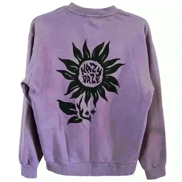 Forever 21 | Hazy Daze Graphic Sunflower Purple Sweatshirt Size S - Picture 2 of 3